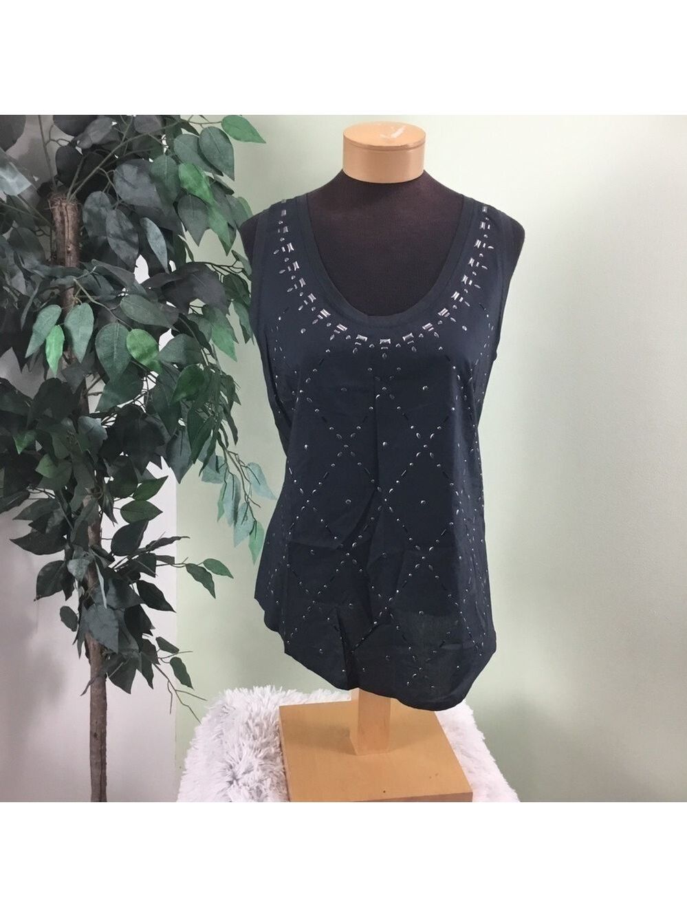 J Crew Medium black with black and silver embellishments